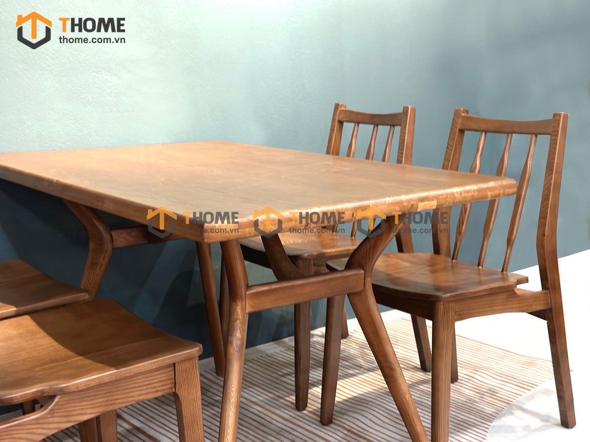 Bộ Bàn Ăn Chân Chéo 4 Ghế (Nhiều Mẫu Ghế) Gỗ Sồi Tự Nhiên BBA4-16SN