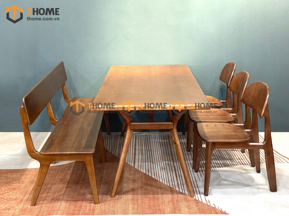 Bộ Bàn Ăn Chân Chéo 6 Ghế (Nhiều Mẫu Ghế) Gỗ Sồi Tự Nhiên BBA6-16SN