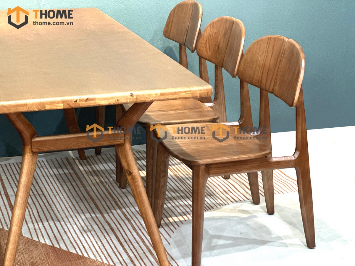 Bộ Bàn Ăn Chân Chéo 6 Ghế (Nhiều Mẫu Ghế) Gỗ Sồi Tự Nhiên BBA6-16SN