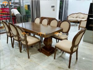 Bộ Bàn Ăn Cổ Điển 6 Ghế (Nhiều Mẫu Ghế) Gỗ Sồi Tự Nhiên BBA6-18SN