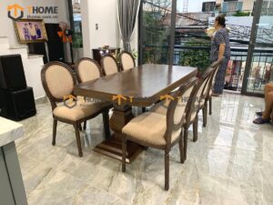 Bộ Bàn Ăn Cổ Điển 6 Ghế (Nhiều Mẫu Ghế) Gỗ Sồi Tự Nhiên BBA6-18SN