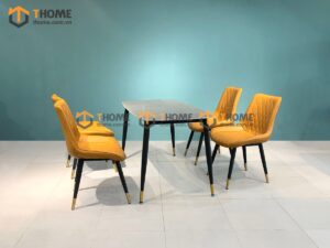 Bộ bàn ăn chân côn 4 ghế (nhiều mẫu ghế) nhập khẩu BBA4-06NK