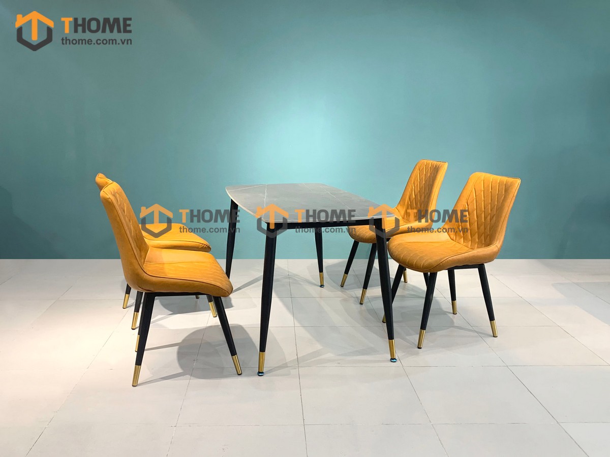 Bộ bàn ăn chân côn 4 ghế (nhiều mẫu ghế) nhập khẩu BBA4-06NK