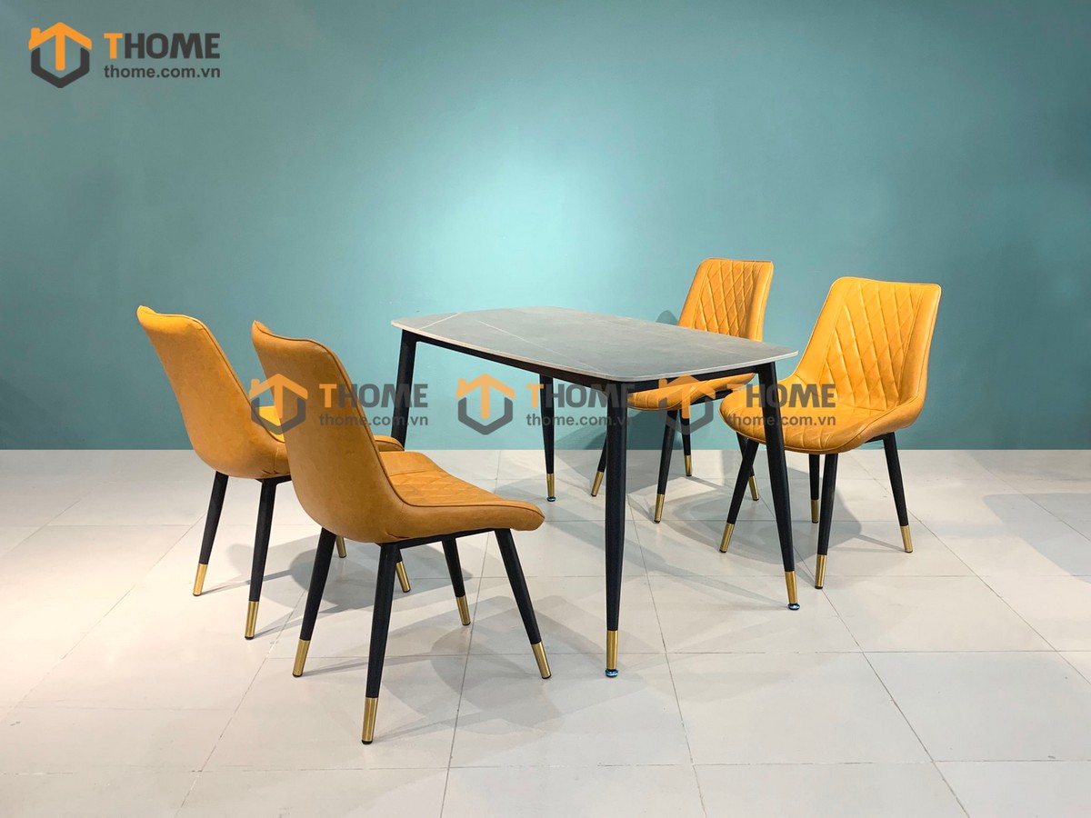 Bộ bàn ăn chân côn 4 ghế (nhiều mẫu ghế) nhập khẩu BBA4-06NK