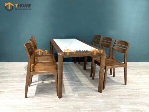 Bộ Bàn Ăn Chân Hươu 6 Ghế (Nhiều Mẫu Ghế) Gỗ Sồi Tự Nhiên BBA6-20SN