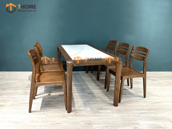 Bộ Bàn Ăn Chân Hươu 6 Ghế (Nhiều Mẫu Ghế) Gỗ Sồi Tự Nhiên BBA6-20SN