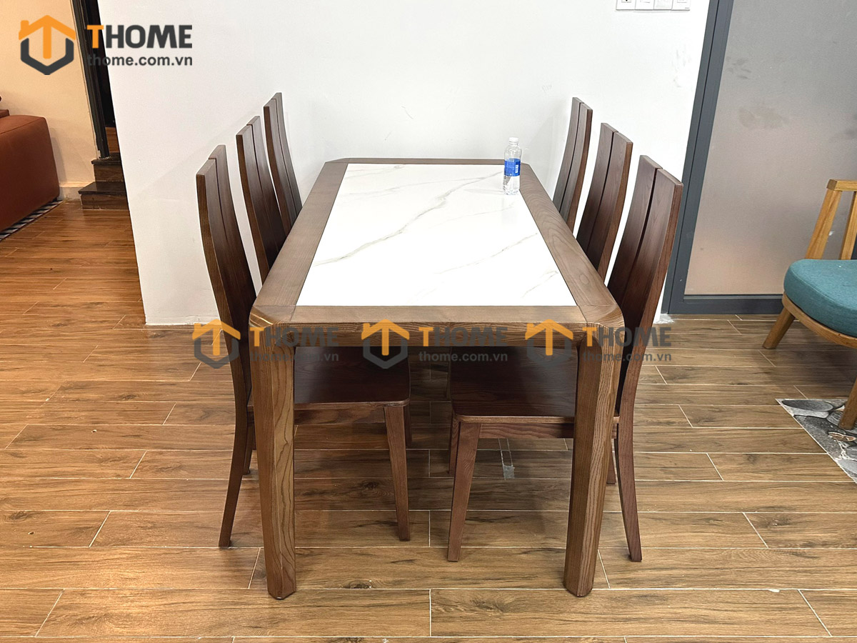 Bộ Bàn Ăn Chân Hươu 6 Ghế (Nhiều Mẫu Ghế) Gỗ Sồi Tự Nhiên BBA6-20SN
