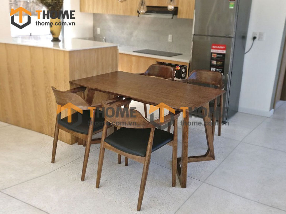 Bộ Bàn Ăn Chân M 4 Ghế (Nhiều Mẫu Ghế) Gỗ Sồi Tự Nhiên BBA4-12SN