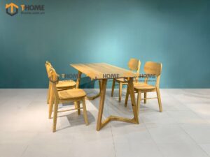 Bộ Bàn Ăn chân M 4 Ghế (Nhiều Mẫu Ghế) Gỗ Sồi Tự Nhiên BBA4-11SN