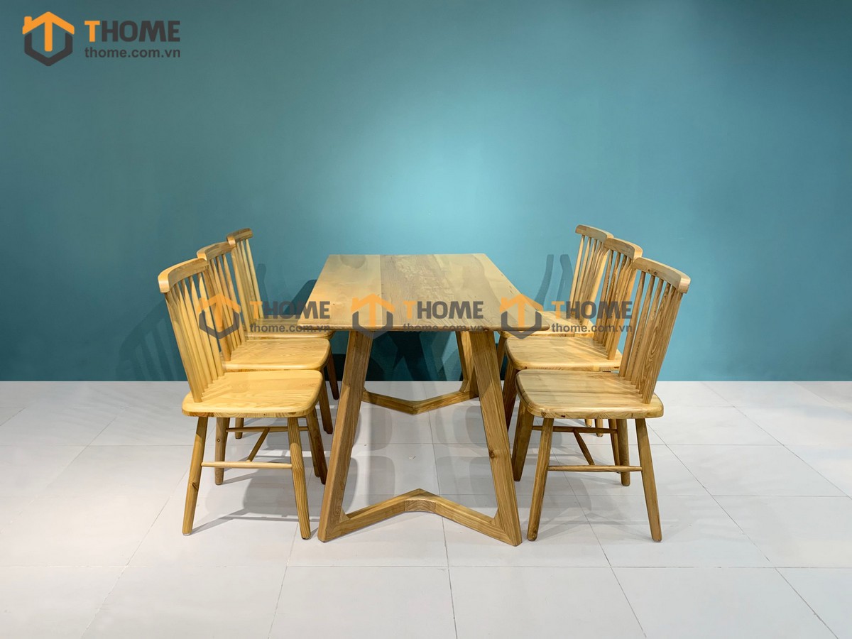 Bộ Bàn Ăn Capri 6 Ghế (Nhiều Mẫu Ghế) Gỗ Sồi Tự Nhiên BBA6-17SN