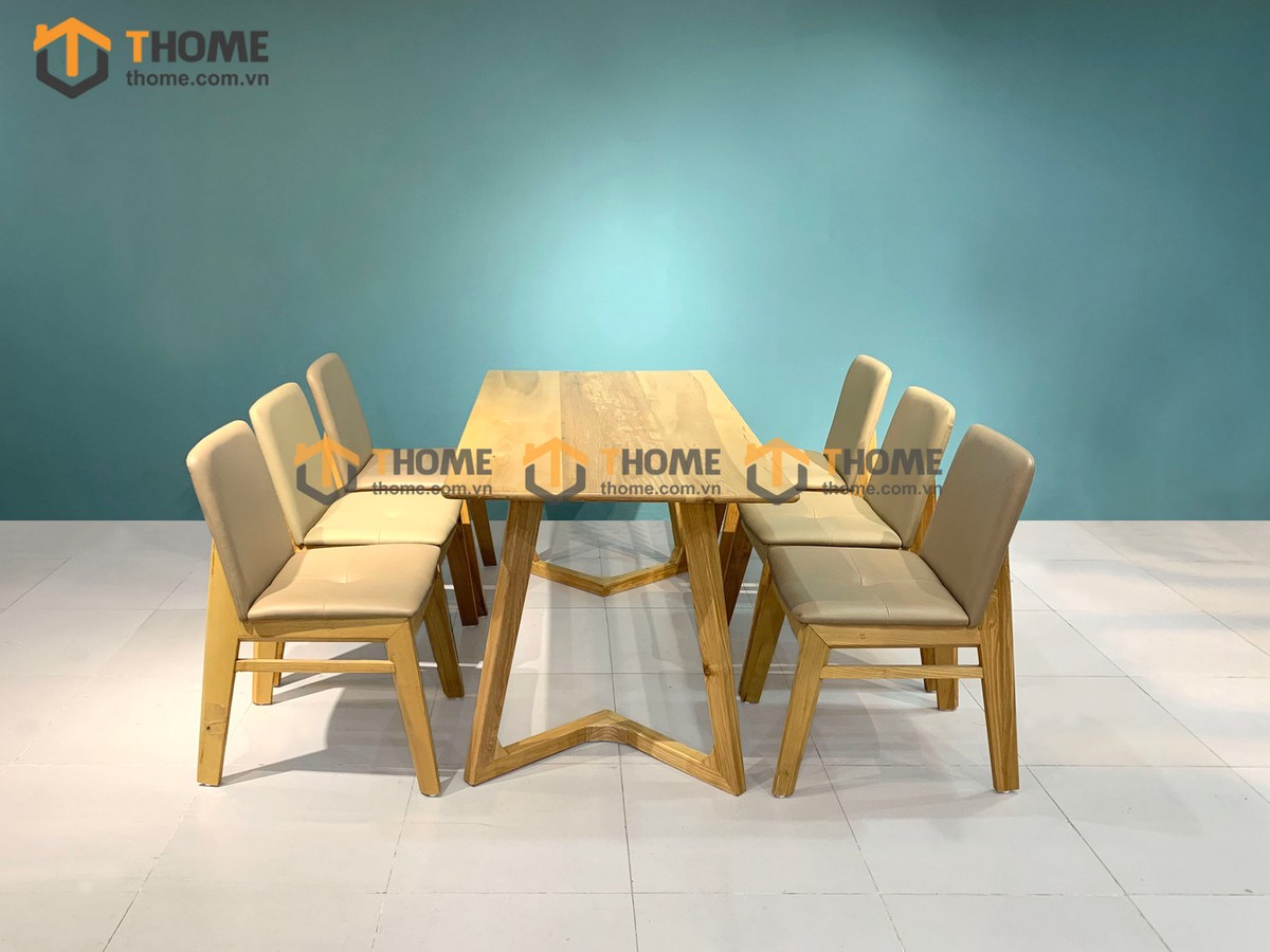 Bộ Bàn Ăn Capri 6 Ghế (Nhiều Mẫu Ghế) Gỗ Sồi Tự Nhiên BBA6-17SN