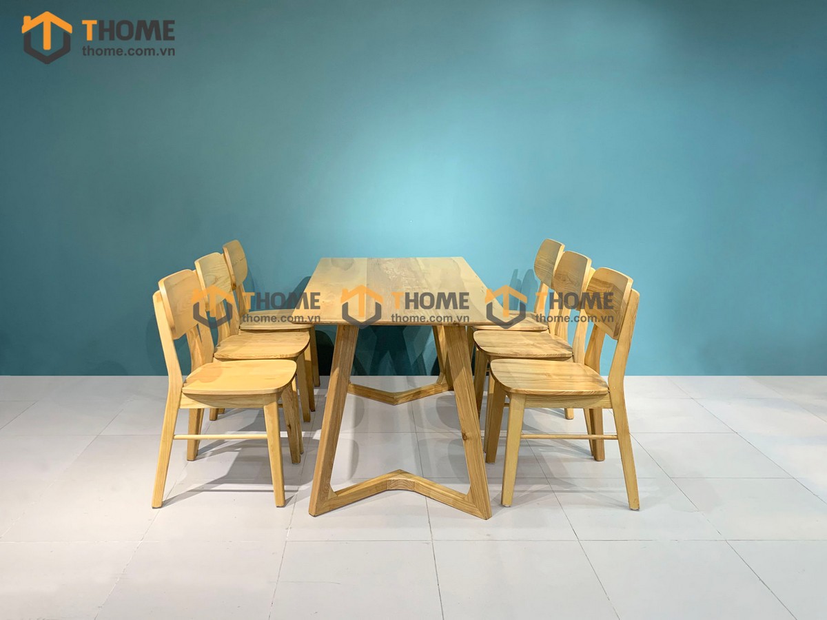 Bộ Bàn Ăn Capri 6 Ghế (Nhiều Mẫu Ghế) Gỗ Sồi Tự Nhiên BBA6-17SN