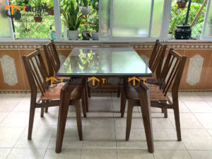 Bộ Bàn Ăn Gỗ Sồi Tự Nhiên Sunrise Chân Nhện 4 Ghế (Nhiều Mẫu Ghế) BBA4-19SN