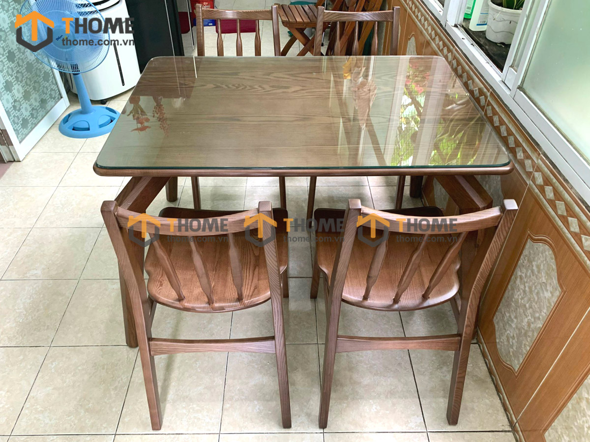 Bộ Bàn Ăn Chân Nhện 4 Ghế (Nhiều Mẫu Ghế) Gỗ Sồi Tự Nhiên BBA4-19SN