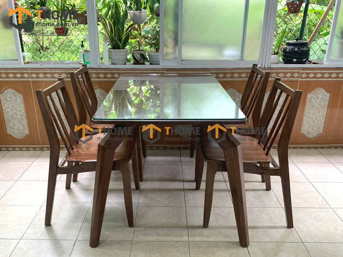 Bộ Bàn Ăn Chân Nhện 6 Ghế (Nhiều Mẫu Ghế) Gỗ Sồi Tự Nhiên BBA6-21SN