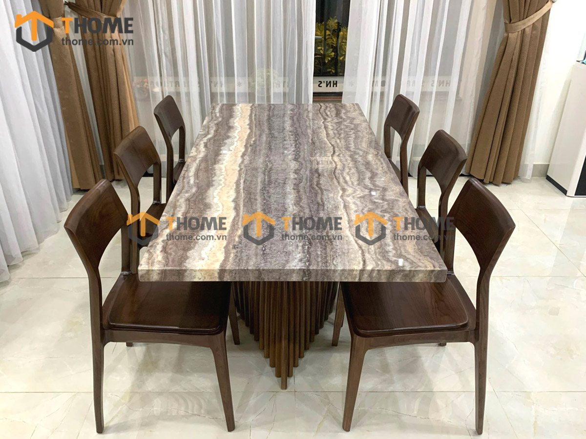 Bộ Bàn Ăn Chân Quạt 6 Ghế (Nhiều Mẫu Ghế) Gỗ Sồi Tự Nhiên BBA6-37SN