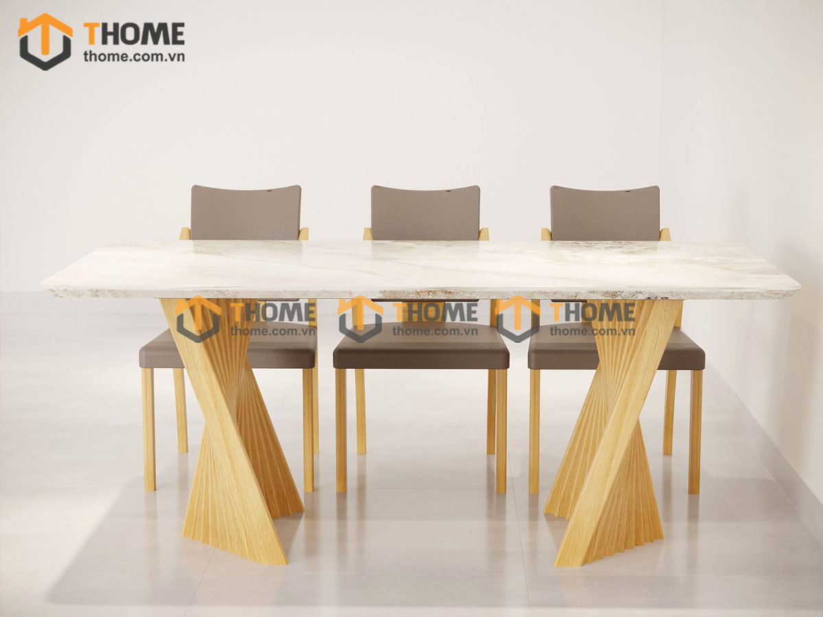 Bộ Bàn Ăn Chân Quạt 6 Ghế (Nhiều Mẫu Ghế) Gỗ Sồi Tự Nhiên BBA6-36SN