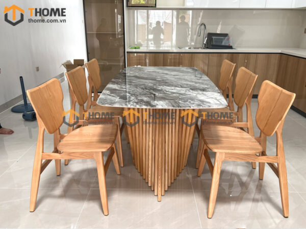 Bộ Bàn Ăn Chân Quạt 6 Ghế (Nhiều Mẫu Ghế) Nhập Khẩu BBA6-41SN