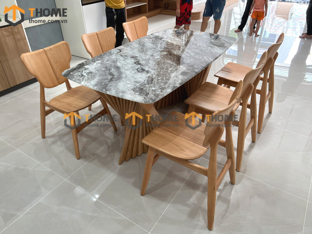 Bộ Bàn Ăn Chân Quạt 6 Ghế (Nhiều Mẫu Ghế) Nhập Khẩu BBA6-41SN