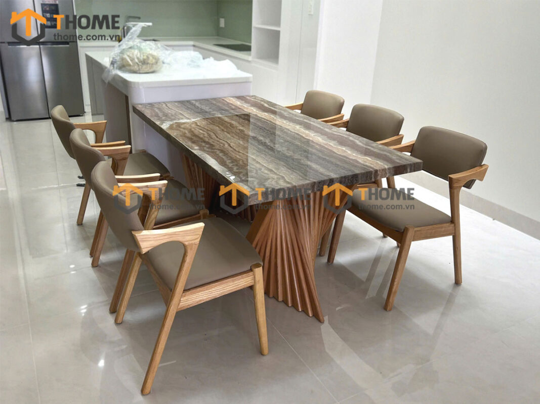 Bộ Bàn Ăn Chân Quạt 6 Ghế (Nhiều Mẫu Ghế) Nhập Khẩu BBA6-41SN