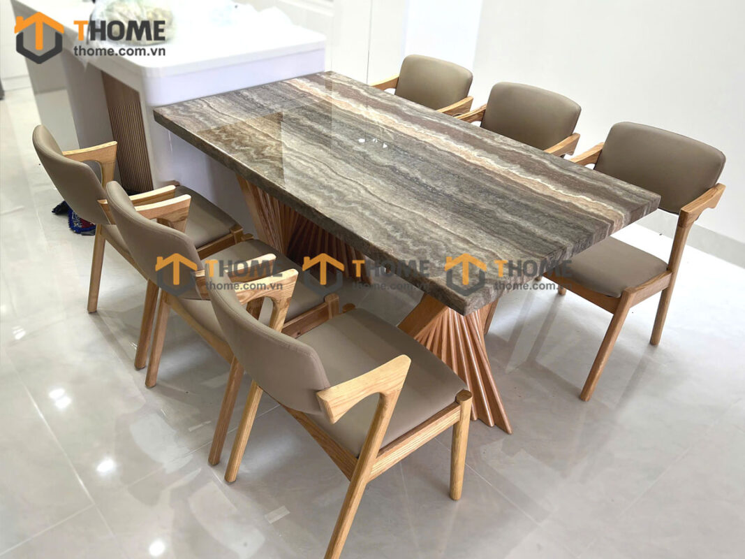 Bộ Bàn Ăn Chân Quạt 6 Ghế (Nhiều Mẫu Ghế) Nhập Khẩu BBA6-41SN