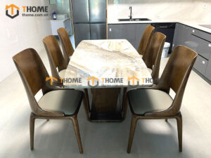 Bộ Bàn Ăn Chân U 6 Ghế (Nhiều Mẫu Ghế) Gỗ Sồi Tự Nhiên BBA6-31SN