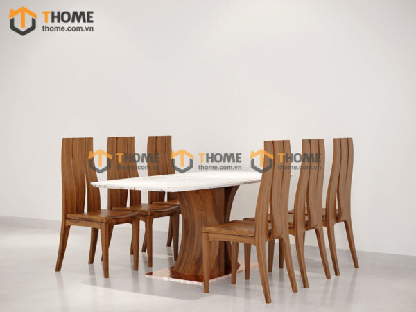 Bộ Bàn Ăn Chân X Cong 6 Ghế (Nhiều Mẫu Ghế) Gỗ Sồi Tự Nhiên BBA6-38SN
