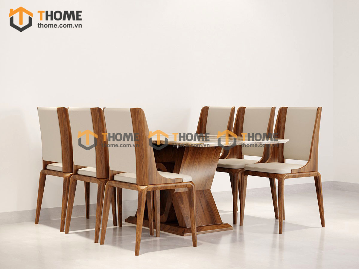 Bộ Bàn Ăn Chân X Đan 6 Ghế (Nhiều Mẫu Ghế) Nhập Khẩu BBA6-39SN