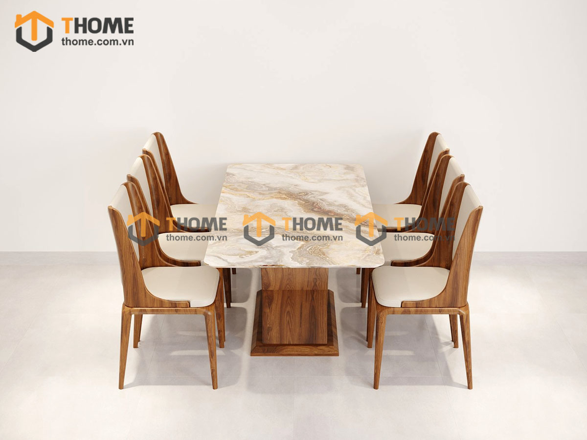 Bộ Bàn Ăn Chân X Đan 6 Ghế (Nhiều Mẫu Ghế) Nhập Khẩu BBA6-39SN