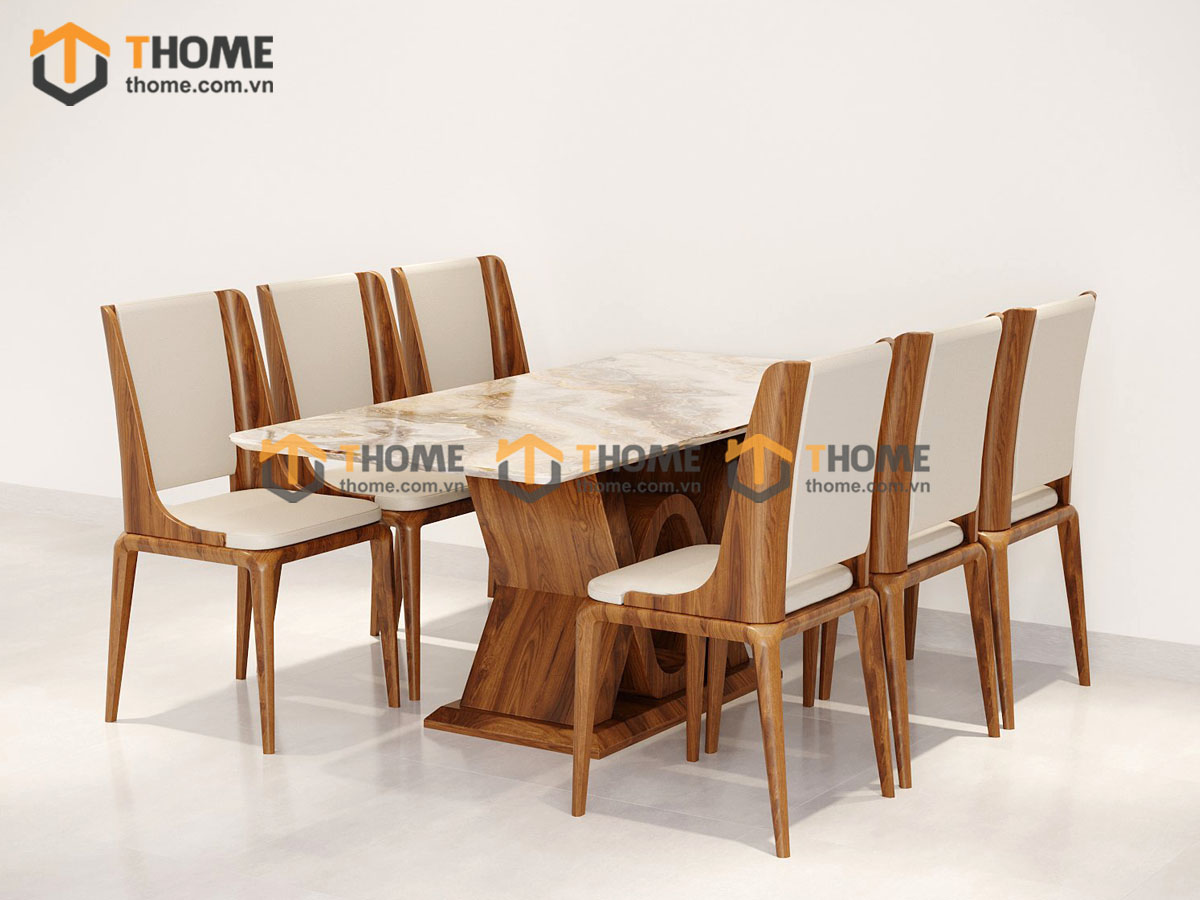 Bộ Bàn Ăn Chân X Đan 6 Ghế (Nhiều Mẫu Ghế) Nhập Khẩu BBA6-39SN