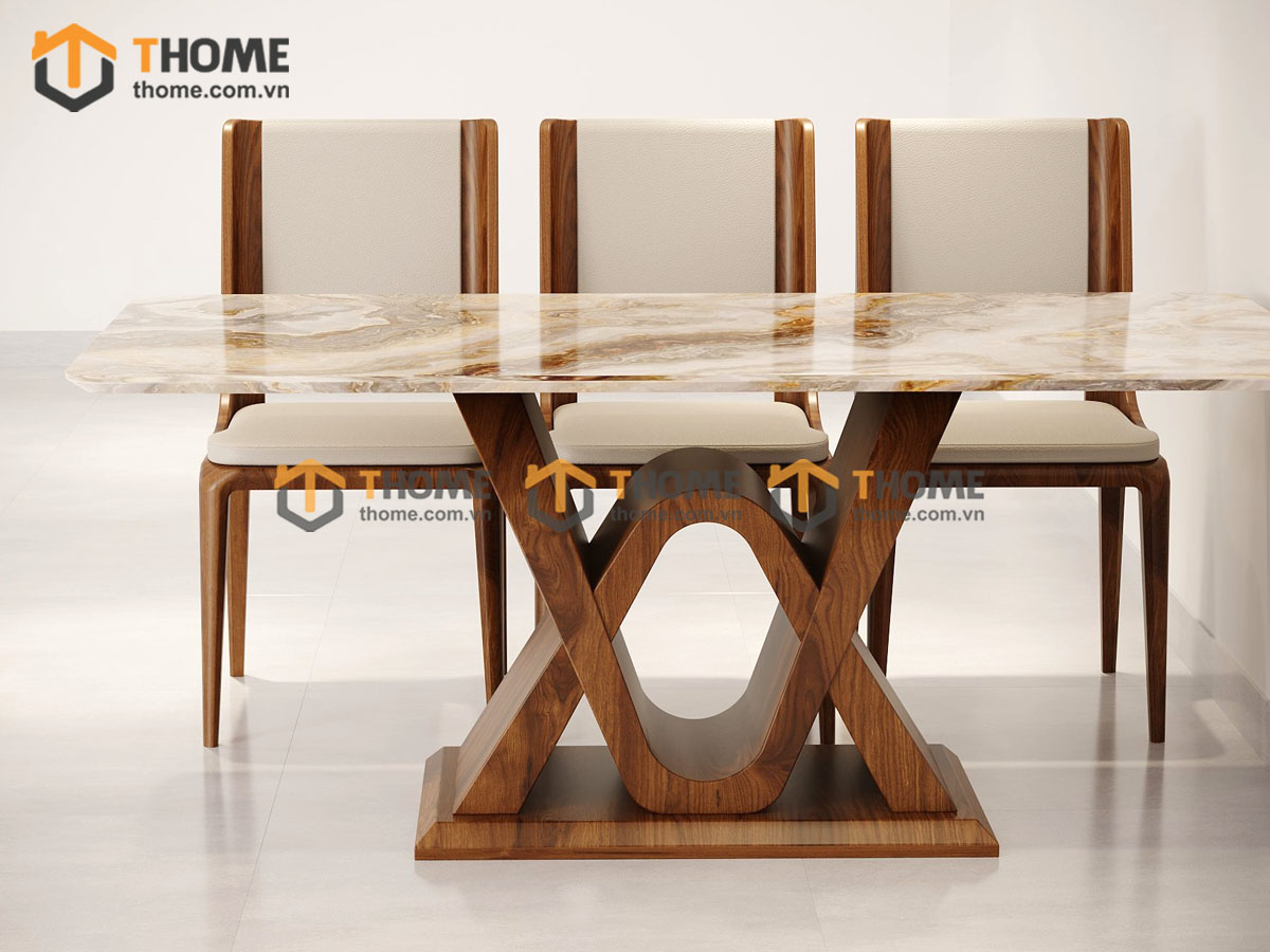 Bộ Bàn Ăn Chân X Đan 6 Ghế (Nhiều Mẫu Ghế) Nhập Khẩu BBA6-39SN