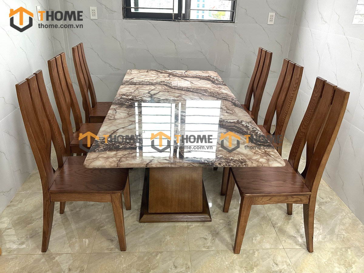 Bộ Bàn Ăn Chân X Đan 6 Ghế (Nhiều Mẫu Ghế) Nhập Khẩu BBA6-39SN