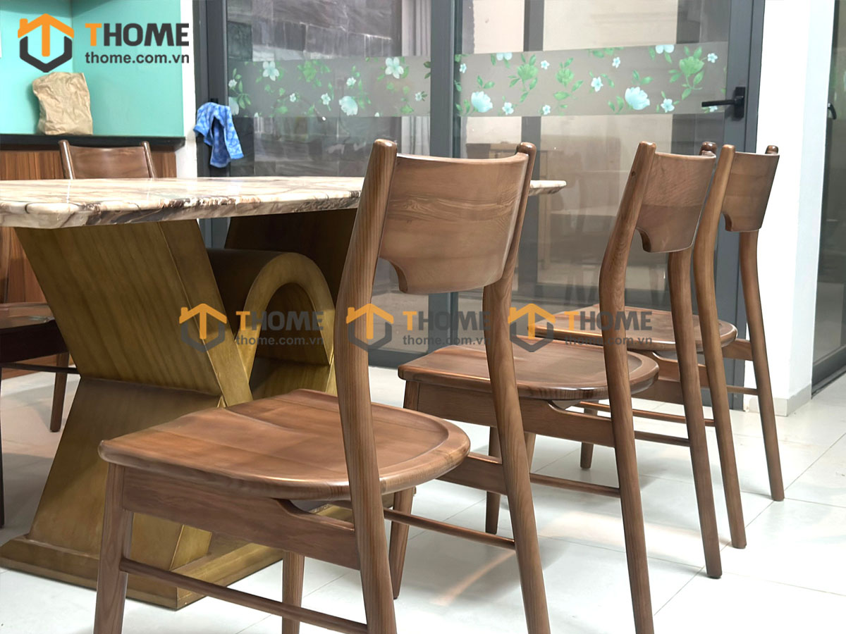 Bộ Bàn Ăn Chân X Đan 6 Ghế (Nhiều Mẫu Ghế) Nhập Khẩu BBA6-39SN
