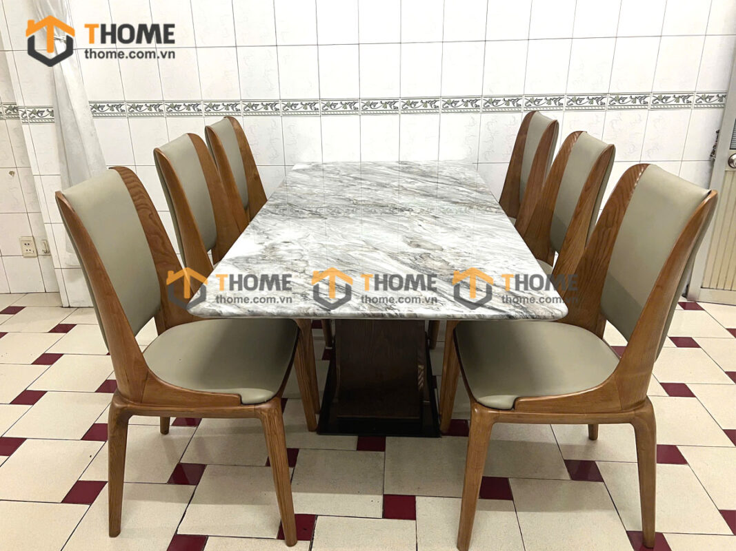 Bộ Bàn Ăn Chân X Đan 6 Ghế (Nhiều Mẫu Ghế) Nhập Khẩu BBA6-39SN