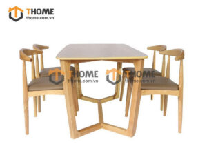 Bộ Bàn Ăn Chân Xương Cá 4 Ghế (Nhiều Mẫu Ghế) Gỗ Sồi Tự Nhiên BBA4-13SN