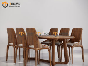 Bộ Bàn Ăn Cleo Quả Lê 6 Ghế (Nhiều Mẫu Ghế) Gỗ Sồi Tự Nhiên BBA6-35SN