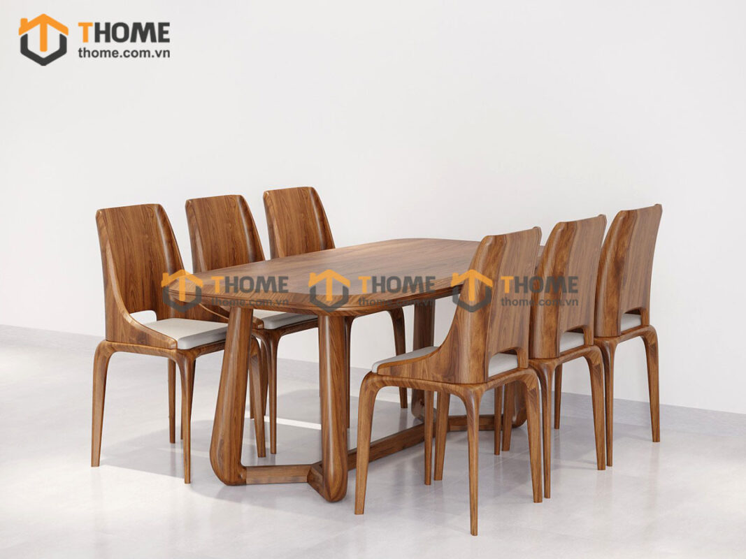 Bộ Bàn Ăn Cleo Quả Lê 6 Ghế (Nhiều Mẫu Ghế) Gỗ Sồi Tự Nhiên BBA6-35SN