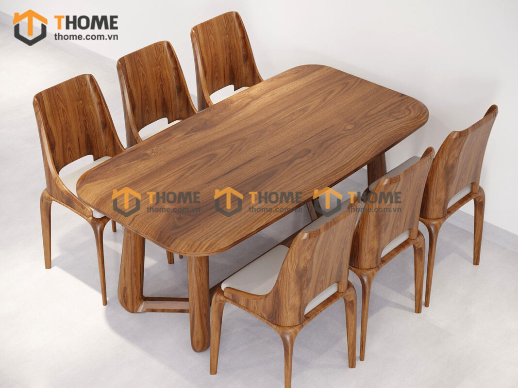 Bộ Bàn Ăn Cleo Quả Lê 6 Ghế (Nhiều Mẫu Ghế) Gỗ Sồi Tự Nhiên BBA6-35SN