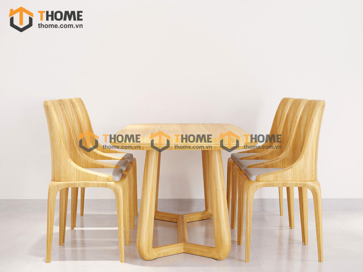 Bộ Bàn Ăn Cleo Quả Lê 6 Ghế (Nhiều Mẫu Ghế) Gỗ Sồi Tự Nhiên BBA6-34SN