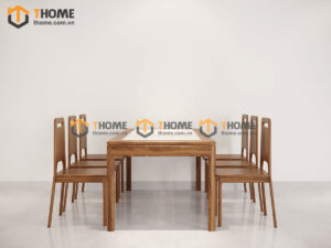 Bộ Bàn Ăn Lux Lọt Đá 6 Ghế (Nhiều Mẫu Ghế) Gỗ Sồi Tự Nhiên BBA6-27SN