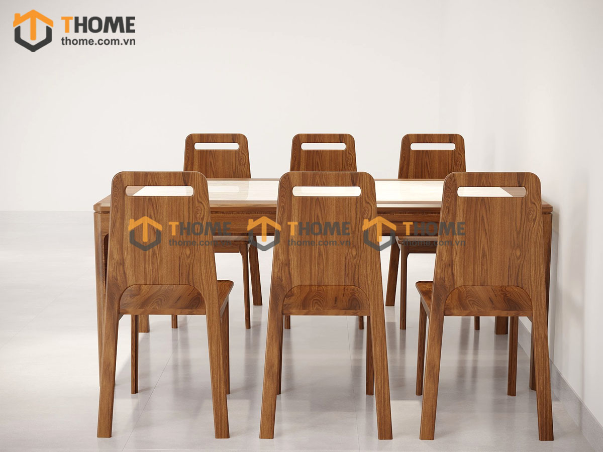 Bộ Bàn Ăn Lux Lọt Đá 6 Ghế (Nhiều Mẫu Ghế) Gỗ Sồi Tự Nhiên BBA6-27SN