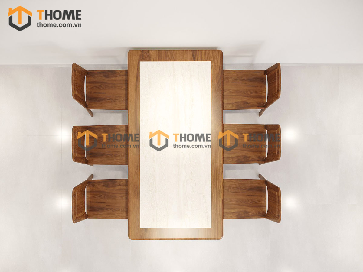 Bộ Bàn Ăn Lux Lọt Đá 6 Ghế (Nhiều Mẫu Ghế) Gỗ Sồi Tự Nhiên BBA6-27SN