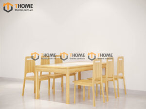 Bộ Bàn Ăn Lux Lọt Đá 6 Ghế (Nhiều Mẫu Ghế) Gỗ Sồi Tự Nhiên BBA6-26SN