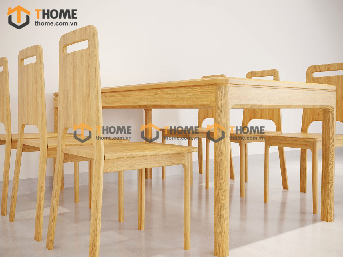 Bộ Bàn Ăn Lux Lọt Đá 6 Ghế (Nhiều Mẫu Ghế) Gỗ Sồi Tự Nhiên BBA6-26SN