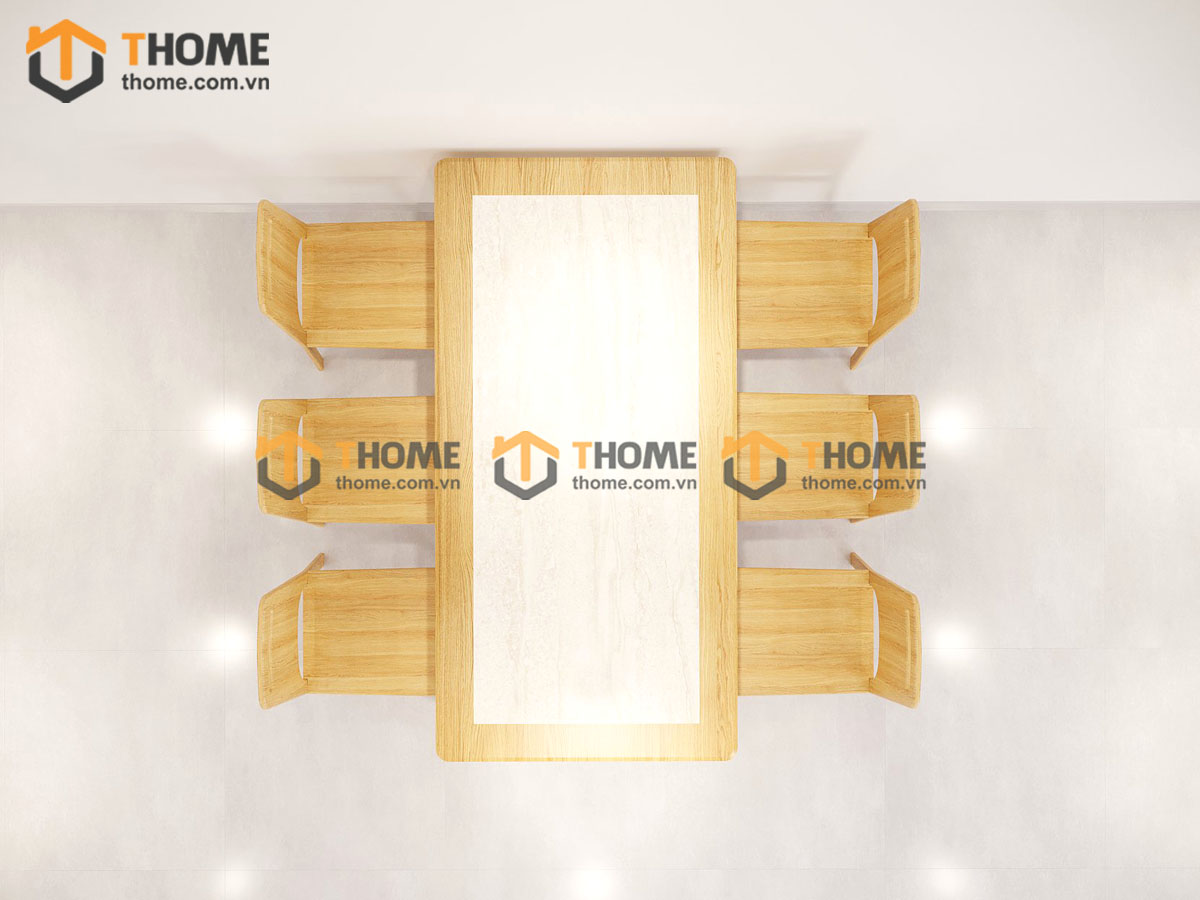 Bộ Bàn Ăn Lux Lọt Đá 6 Ghế (Nhiều Mẫu Ghế) Gỗ Sồi Tự Nhiên BBA6-26SN