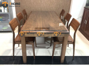 Bộ Bàn Ăn Lux Mặt Gỗ 6 Ghế Venco Gỗ Óc Chó BBA6-40OC