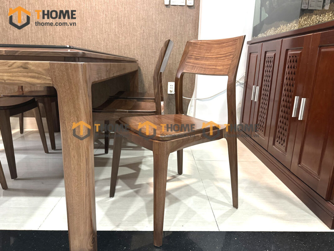 Bộ Bàn Ăn Lux Mặt Gỗ 6 Ghế Venco Gỗ Óc Chó BBA6-40OC