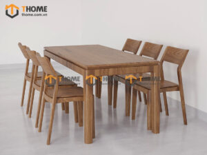 Bộ Bàn Ăn Lux Mặt Gỗ 6 Ghế (Nhiều Mẫu Ghế) Gỗ Sồi Tự Nhiên BBA6-29SN