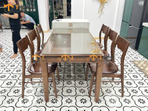 Bộ Bàn Ăn Lux Mặt Gỗ 6 Ghế (Nhiều Mẫu Ghế) Gỗ Sồi Tự Nhiên BBA6-29SN