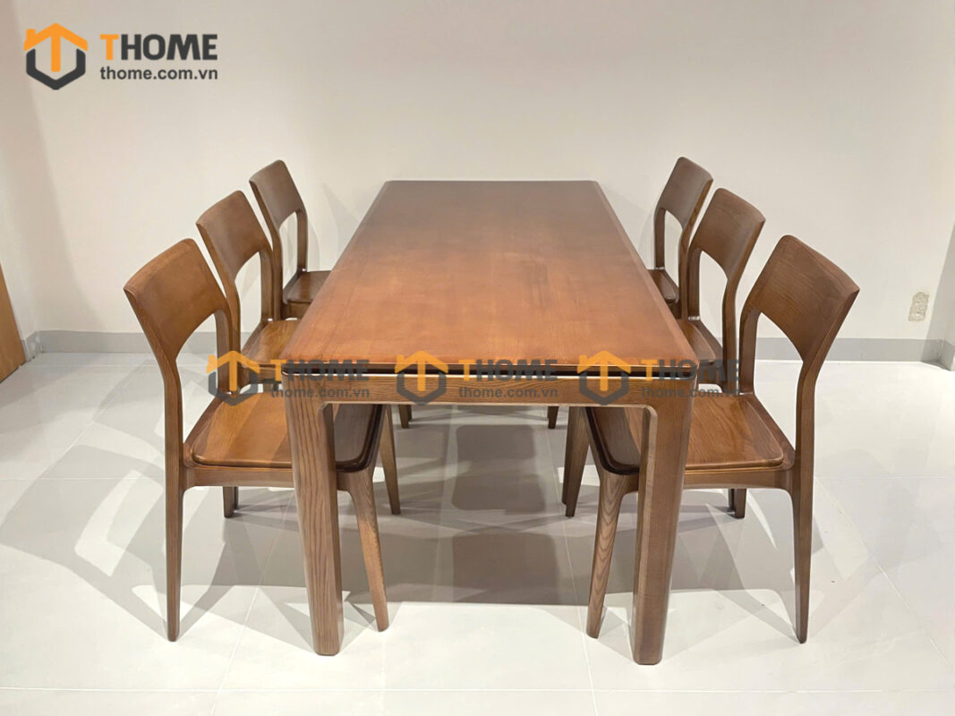 Bộ Bàn Ăn Lux Mặt Gỗ 6 Ghế (Nhiều Mẫu Ghế) Gỗ Sồi Tự Nhiên BBA6-29SN